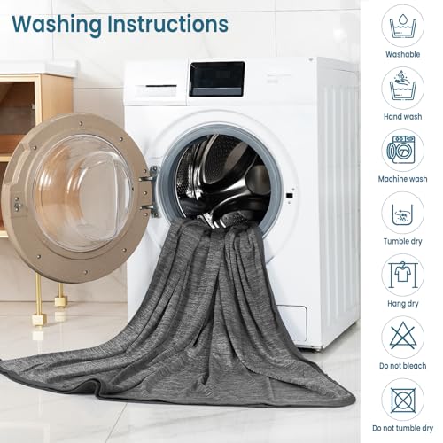 WOLTU Cooling Blanket 2 in 1, Summer Blanket Arc-Chill, Q-Max > 0.45, Double-Sided Blanket for Summer, Self-Cooling, Breathable, Lightweight, 150 x 200 cm, Grey
