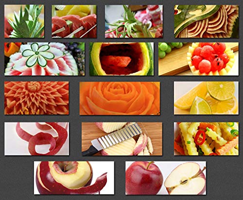 COVVY 18PCS Kitchen Vegetable Food Fruit Cake Carving Knife Set Culinary Carving Peeling Tool Kit/w Portable Carrying Case - Thumbnail 5