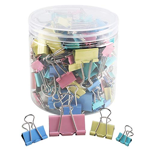 GutReise Binder Clips Paper Clamp,120 Pieces Binder Clips Paper Binder Clips for Notes Letter Paper Clip Office Supplies 6 Sizes - Thumbnail 2