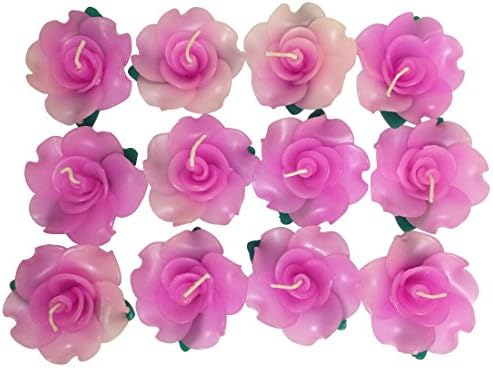 Wedding&spa Scented Rose-shaped Floating Candles(pack of 12),pink