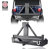 Hooke Road Jeep Wrangler Rear Bumper w/Tire Carrier & Receiver Hitches & LED Lights for 1987-2006 Jeep Wrangler TJ YJ