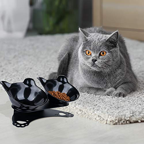 Pantula Anti Vomiting Cat Bowls, Elevated Plastic Cat Food Bowl, Tilted