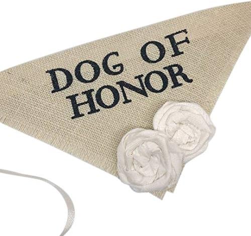 Hello Hazel Company Dog of Honor Wedding Pet Bandana with Ivory Flowers