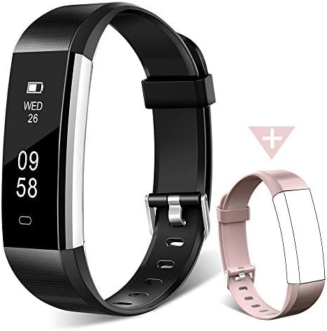 Fitness Tracker Watch, Homogo H2 Fitness Watch Activity Tracker with Sleep Monitor, Smart Pedometer for Step Distance Calories Track (Black+Pink Band) ¡­