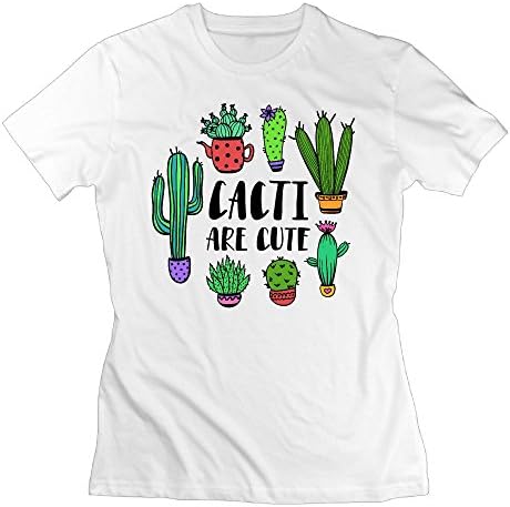 Erjran Cactus Are Cute Women's Soft Short Sleeve T Shirt Color White Size XXL