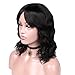 Wiger Brazilian Human Hair Wigs Natural Wave Wigs with Bangs Short Wavy Wig Natural Black Color Virgin Human Hair Wigs for Women (12