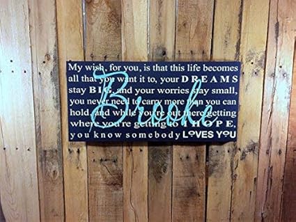 Qidushop Graduation Funny Sign My Wish You Lyrics Layered Name Graduation Gift College Dorm Room Decor Rascal Flatts Famous Song Lyrics Decorative Sign Wood Plaque For Housewarming Gift Amazon Co Uk Kitchen Home