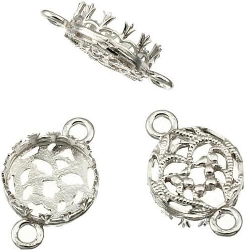 10 Pack - Round Bezel Cup Setting 10mm Findings Sterling Silver 925 Pendant Earring 334