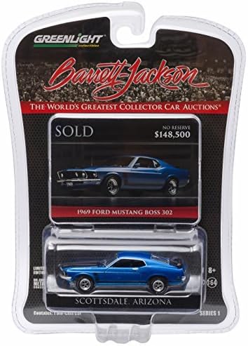 1969 FORD MUSTANG BOSS 302 (Acapulco Blue) Scottsdale Edition Barrett-Jackson Series 1 Greenlight Collectibles 2016 Limited Edition 1:64 Scale Die-Cast Vehicle by GL Muscle