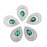 20 Pcs Peacock Eye Blue Iridescent Flat Back Teardrop Beads Cabochons 18mm X 12mm