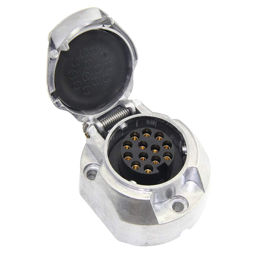 AOHEWEI Towbar 13Pin Metal Trailer Socket Aluminium Alloy 13 Way Lights Connectors Electrics Adapter for Car RV Caravan or Other Commercial Vehicle (13pin socket)
