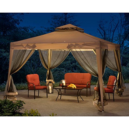 Sunjoy 10’x10′ Hampton Softtop Steel Gazebo with Netting