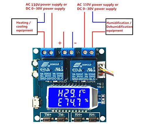 KNACRO -20~60℃ 10A XY-TR01 Digital Temperature Humidity Control Module Controller High Precision - Thumbnail 4