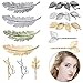 12 Pieces Hair Clips for Women, Tree Branch Alloy Feather Leaf Style Barrettes Hair Pins for Girls Thick Hair Styling Women Wedding Party (Style 3)