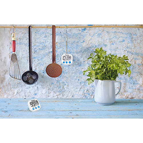 2 Pack Digital Kitchen Timer, Upgraded Cooking Timer, Big Digits Loud Alarm Magnetic Backing, Stand, Large LCD Display (White, Battery Included)
