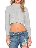 Imily Bela Women's Casual Long Sleeve Knit Short Crop Pullover Tops Jumper Sweater Blouse