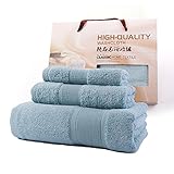 Ibestuff bamboo Craft ultra Soft 3 Piece Towel Set includes 1 Bath Towel,1Hand Towel,1 Face Towel (Light Blue)