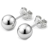 KEZEF Sterling Silver Ball Stud Earrings Hypoallergenic Earrings for Women | Available in Sterling Silver, Rose Gold, or 14K Gold Plated Silver (2mm-10mm)