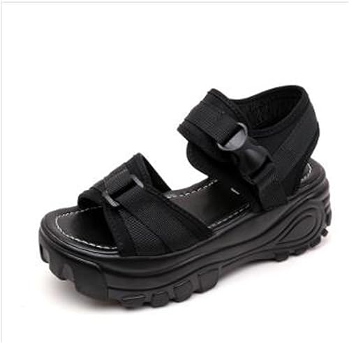 Amazon Gudeke グードコ 夏 マジックテープ サンダル 厚底 レディース スポーツサンダル シューズ ローマ風 軽量 日常 お洒落 歩きやすい ブラック24 0cm Gudeke ファッションサンダル