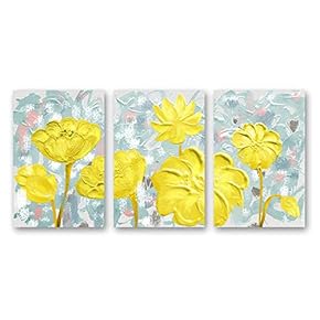 Canvas Wall Art Abstract Oil Painting Feature Flowers Painting Artwork for Home Prints Framed - 16"x24" x 3 Panels