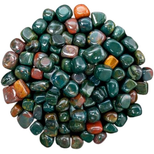 Crocon® 1LB Bloodstone Tumbled Stones and Crystals bulk 2000+ Carats Natural Crystal Kit for Reiki Healing Crystal Polished, Tumble Stones, Chakra Balancing, Reiki Gift, Home Decor Size : 20-25 mm