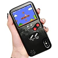 PLAFUETO Retro 3D Game-boy with 36 Small Games Shockproof Cover Case Console Color Screen for iPhone Xs MAX 8/8s Plus Black