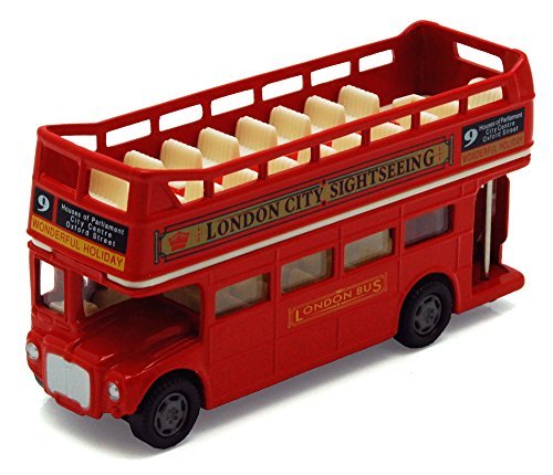 London Double Decker Bus Open Top, Red - Motormax 76008 - 4.75" Diecast Model Toy Car