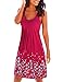 FSOOG Women Summer Floral Printed Sleeveless Tank Loose Causal Sundress Beach Dresses M Red