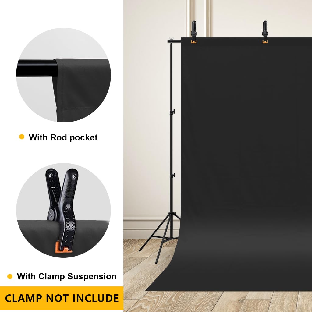 10x12ft Black Backdrop for Photography, Large Seamless Polyester Fabric Pure Black Photo Backdrop Curtain for Portrait Photoshoot Party Video