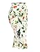 ACEVOG Women's Pencil Skirt High Waist Bodycon Knee Office Floral Print Midi Dress,Green,X-Large