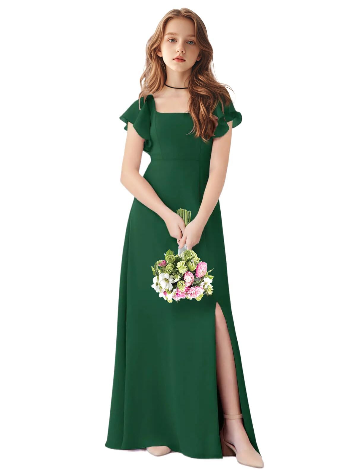 TAISHAN Junior Bridesmaid Dress for Wedding Ruffle