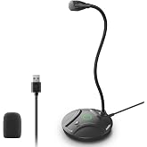 CMOCIIY Plug &amp; Play USB Computer Microphone, Flexible Gooseneck &amp; Mute Button LED &ndash; Desktop Microphone for Gaming, YouTube, Streaming, Compatible with Windows/Mac (1.8m /6ft)
