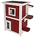 Petsfit Outdoor Cat House, 2 Story Outside Cat Shelter Condo Enclosure with Escape Door for Stray Feral Cats Weatherproof