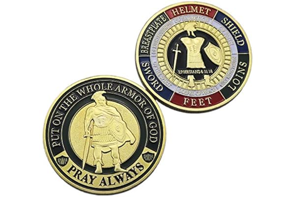 HillSpring 2 Pieces Put On The Whole Armor of God Challenge Coins (Ephesians 6:11-18)