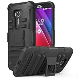 Zenfone 2 Laser Case, MoKo Shock Absorbing Hard Cover Ultra Protective Heavy Duty Case with Holster Belt Clip + Built-in Kickstand for ASUS Zenfone 2 Laser (ZE550KL / ZE551KL) 5.5 Inch - Black