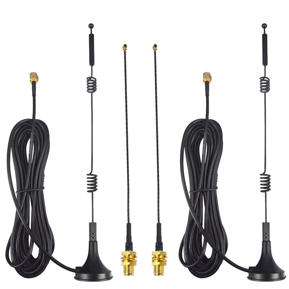 YILIANDUO Wifi Antenna 9dBi Dual Band 2.4GHz 5.8GHz SMA Male Antenna Magnetic Base + U.FL IPX to SMA Female Pigtail Cable for WiFi Routers Mini PCIE Network Card External Aerial 2 Pack