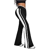 SOLY HUX Women's Flared Leggings High Waisted Side Striped Bell Bottom Workout Yoga Pants