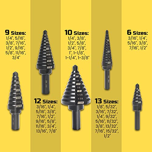 Lichamp Step Drill Bit Set for Metal Sheet Heavy Duty, 5Piece Genuine