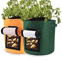 Pannow Potato Grow Bags,2-Pack 15 Gallon Potato Planter Bag, Double Layer Nonwoven Cloth Fabric Pots with Handles for Vegetables, Fruit, Carrot, Tomato, Onion