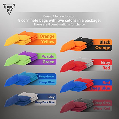 Forbidden Road Cornhole Bag Bean Bags Pack of 8 for Tossing Core Hole Games with Duck Canvas Material Cover and PP Plastic Pellets Inside - Free Carrying Bag Included (Tiffany & Dark Blue, 14OZ)