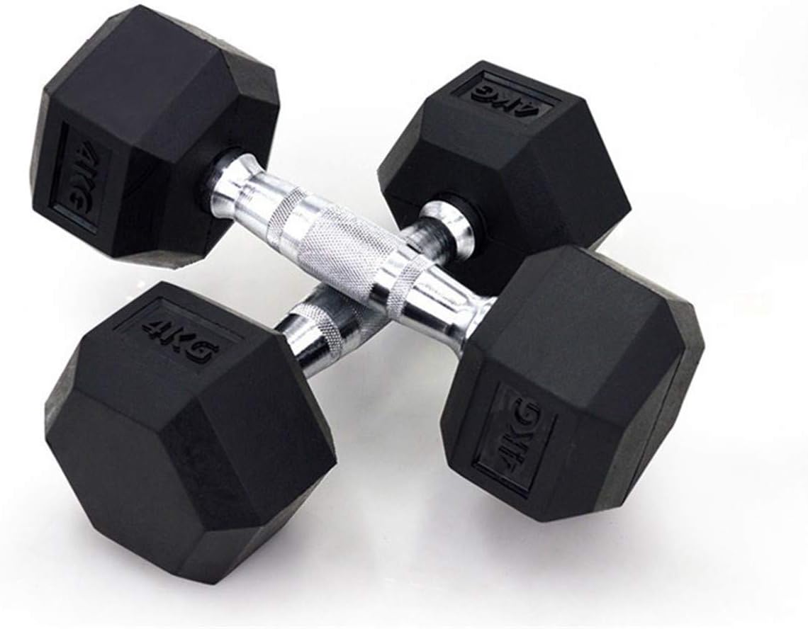 LQW HOME Dumbbells 1pcs Hexagonal Rubberized Dumbbell Gym Dedicated Fixed Dumbbell Men's Fitness Training Arm Muscle 5kg durable Dumbbells