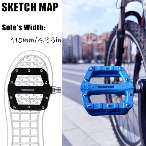 BOWOD Nylon Composite Pedals Clipless, MTB Pedals w Flat Lightweight  Platform, Non-Slip Wide Mountain Bike Ped