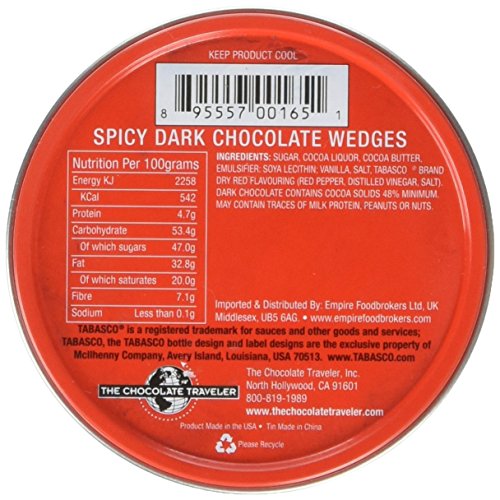Tabasco Tin Spicy Dark Chocolate Wedges 50g Grocery & Gourmet Food, Food & Beverage Gifts, Candy & Chocolate Gifts
