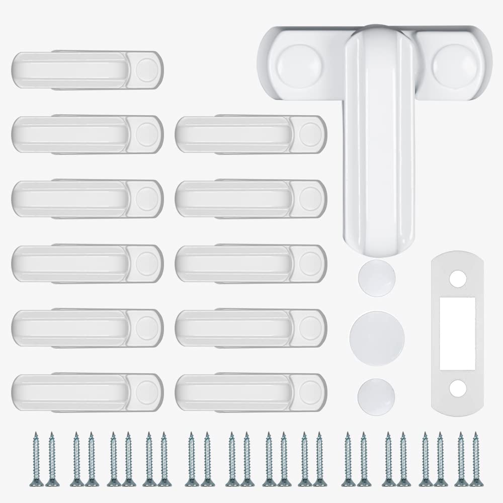 Sash Blocker Window Jammer Black Strong Zinc Cast Alloy Extra Security Locks for UPVC/PVC Door/Window Restrictor Lock Home Security (White, 12pcs)
