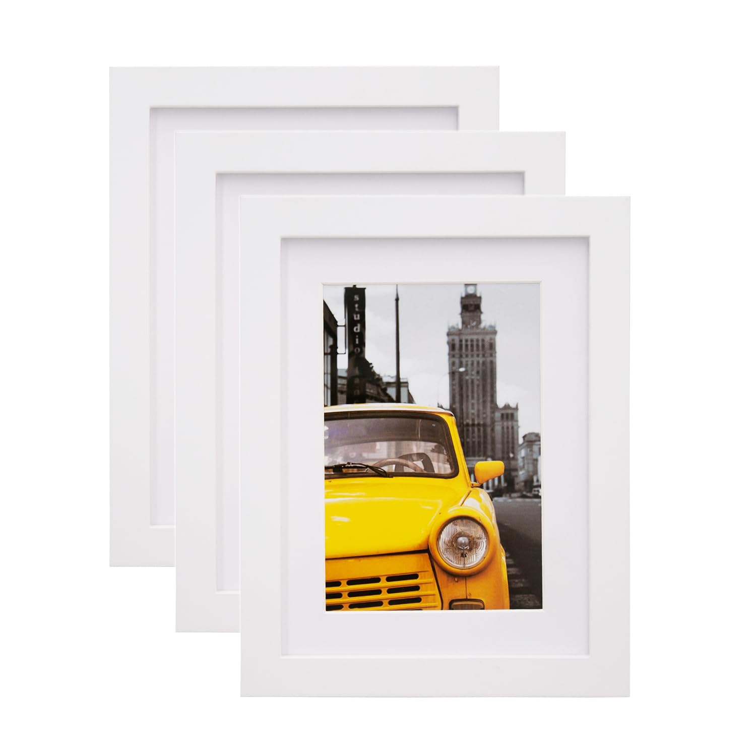EGOFINE 8x6 Photo Frames Set of 3 - Wooden Frames Matted for 4x6,Solid Wood Picture Frames for Table Top and Wall Mounting,White — image 1