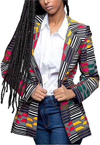 WentShopping Women Long Sleeve Collar Neck African Floral Dashiki Jacket Blazer Suits