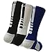 YZKKE 3 Pack Men's Mixed Color Cushioned Basketball Dri-Fit Athletic Sports Crew Socks (Multicolor 1)