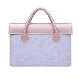 Womens Leather Laptop Bag,Raydem Wool and Leather Laptop Sleeve 13inch - Slim Fashion Business Briefcase for MacBook Air/Pro Retina 13.3