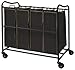 Simple Houseware 4-Bag Heavy Duty Laundry Sorter Rolling Cart, Brown