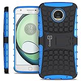 Motorola Moto Z Play Case, Moto Z Play Droid Case, CoverON [Atomic Series] Hybrid Armor Cover Tough Protective Hard Kickstand Phone Case for Motorola Moto Z Play Droid / Z Play - Blue